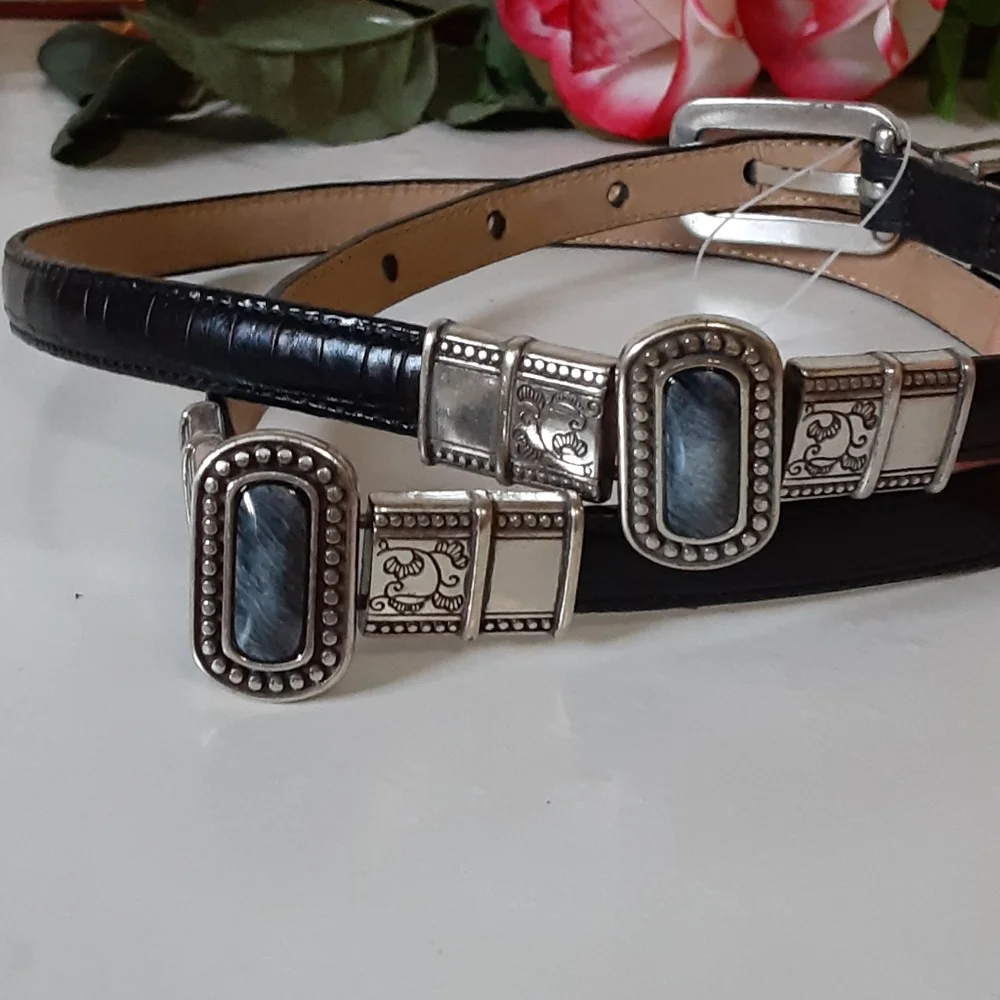 Brighton Alligator embossed gray stone belt L/34